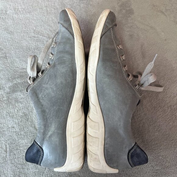 Remonte Jean Print Blue Lace Up Leather Sneakers - Picture 7 of 16